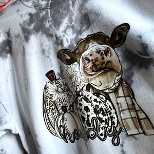 Brand new tie dyed country cow sweatshirt